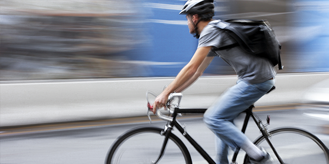 Cyclist in a city